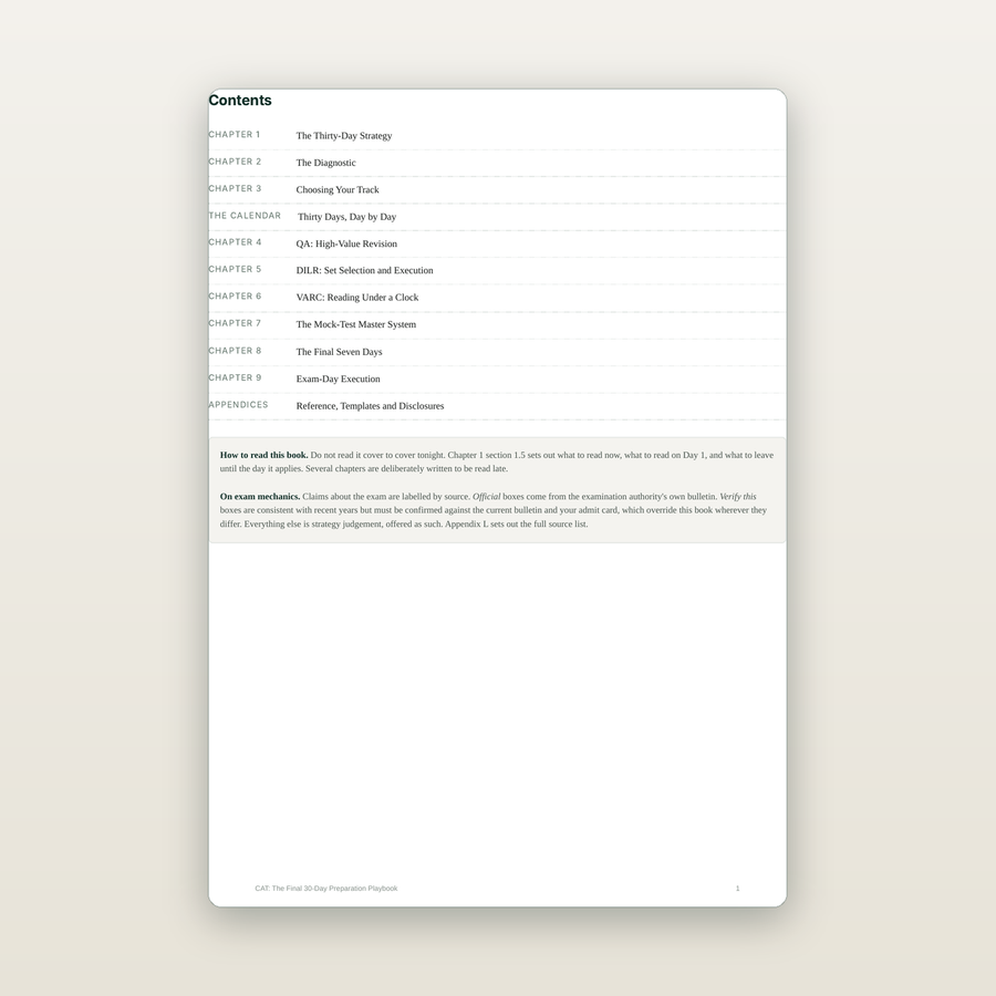 CAT 30-Day Preparation Playbook — Final Month Strategy PDF – Acseler